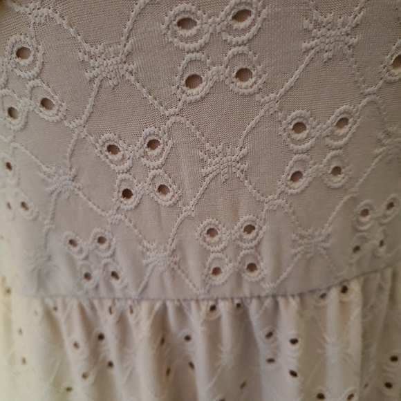 NWOT No Comment spaghetti strap beige dress with eyelit cutouts. Brand new. - Picture 5 of 10